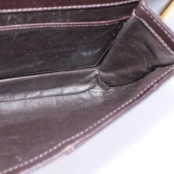 GUCCI Web Sherry Line Shoulder Bag Leather Dark Brown Gold Red Auth ep11429 - Picture 13 of 16